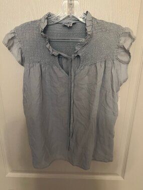 For The Republic Gray Smocked Blouse